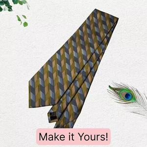 Stafford Silk Necktie, 59" X 3.75", Multicolor Geometrically Striped. NB-8 - Picture 1 of 5