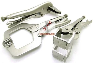 3pc Locking Grip Welding Clamp C-Clamp Sheet Metal Clamp Plier Tool Set - Picture 1 of 2