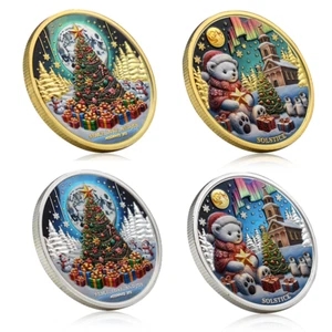 4Pcs/set Merry Christmas Memorial Coins Zinc Alloy Challenge Coin Holiday Gift - Picture 1 of 9