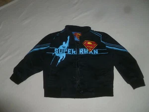 JH DESIGN SUPERMAN JACKET BOY SIZE 6 DENIM KID DC COMICS SNAP BUTTON SUPER HERO - Picture 1 of 6
