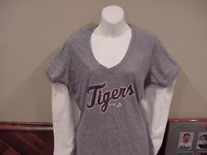 SUPER CUTE Detroit Tigers Women's Sz Lg Steel Blue Cotton T-Shirt, NEW&NICE! - Picture 1 of 1