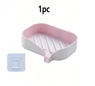 1pc Wall-Mounted Soap Dish with Drain - No-Drill Dual-Layer Bathroom Holder-NEW - Image 1 of 4