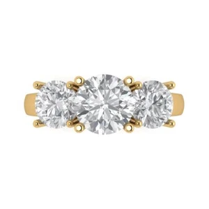 3 tcw Round Cut Statement Cocktail Ring for Women, 14K Yellow Gold Clear - Picture 1 of 11