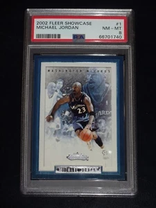 Fleer Showcase 2002 Michael Jordan PSA 8 casi nuevo como nuevo #1 raro belleza echa un vistazo a otros - Imagen 1 de 2