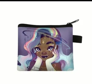 Girls Small Double-Sided African American Girl Coin and/or Make-Up Bag - Picture 1 of 1