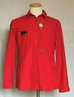 Scouts Canada Womens Blouse Sz 10 Red Nylon Vented Back Patches Long Sleeve 