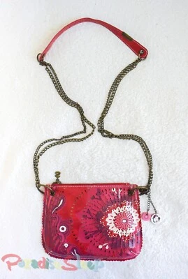 *DESIGUAL* Bandolera de hombro con eslabones de cadena roja - recortada - bolso monedero Foto 1 de 4