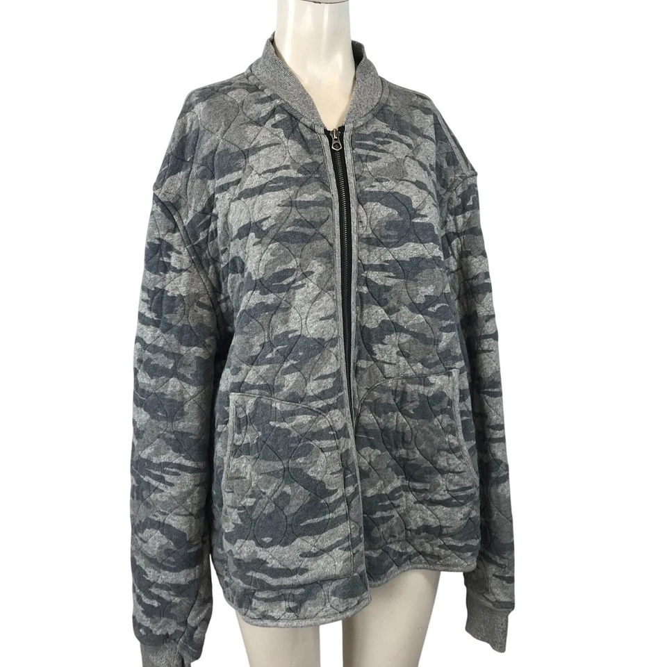 CHAQUETA BOMBER ACOLCHADA CHAMPION X TODD SNYDER ~ PARA HOMBRE 2X ~ GRIS CAMUFLAJE CREMALLERA COMPLETA Foto 1 de 4