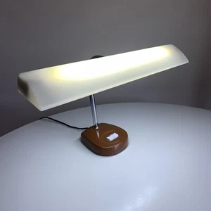 Vintage Desk Lamp Light 1970 Ultra Modern Mid Century Brown White Chrome Adjusts - Picture 1 of 19