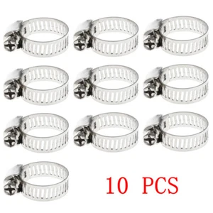 10x 3/8"-5/8" Acero Inoxidable Ajustable Manguera Combustibles Abrazadera Línea Clips Gusano - Imagen 1 de 12