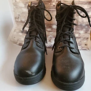 BRAHMA Black Leather Work Combat Boots - Men's Size 9 W. #2540139 *some scraping - Picture 1 of 13