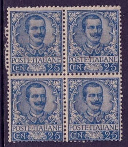 ITALY — SCOTT 81 — 1901 25c KING VICTOR EMMANUEL III — MNH BLOCK/4 — SCV $2,400 - Picture 1 of 2