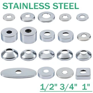 Faucet Wall Hole Decorative Cover Water Pipe Fittings Stainless Steel 1/2" - 1" - Picture 1 of 30