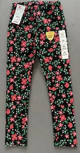 Girls Cat & Jack Floral Black Leggings  Size XS - Picture 1 of 3
