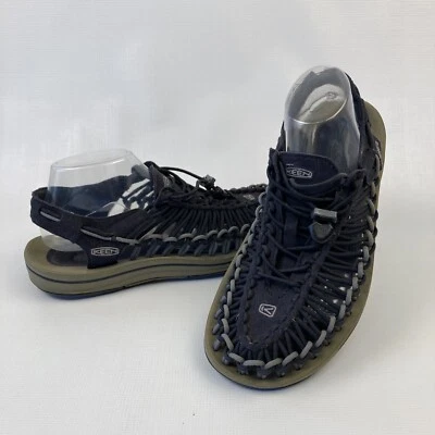 KEEN Uneek Black Gray Braided Corded Slip-on Anatomical Footbed Sandal Men's 9 - Image 1 of 4