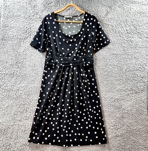 ANGEL MATERNITY Womens Dress Size M Black Ivory Spot Stretch Knit Short Sleeve - Picture 1 of 14