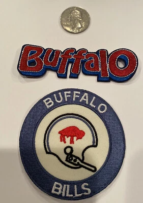 2-BILLETES DE BÚFALO HIERRO EN PARCHES BORDADOS-3,5”x 1” y 3”x 3” ¡HERMOSO! Foto 1 de 3