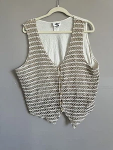 Vintage 90s Ripe Clothing Crocheted Vest Size 18/20 Made In USA Tan Cottage Core - Picture 1 of 3