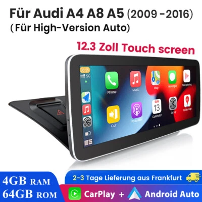 Carplay Für Audi A4 B8 A5 09-16 Android 12 Autoradio GPS Navi 4G WIFI DAB+ 4+64G - Bild 1 von 4