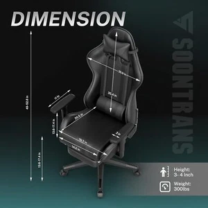 Gaming-Stuhl Drehstuhl Bürostuhl mit Massagefunktion Höhenverstellbar Max 135kg - Bild 1 von 18