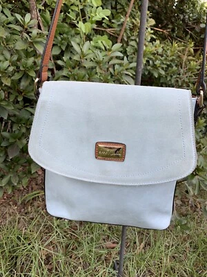 Bandolera/bolso de hombro SIMPLY NOELLE vintage de cuero azul y gamuza con múltiples bolsillos Foto 1 de 4