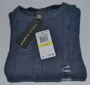 TRICOTS ST RAFAEL MEN'S CABLE KNIT CREW NECK SWEATER SIZE LARGE DENIM HEATHER - Picture 1 of 1