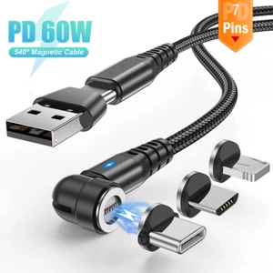 Magnetic Charging Charger Data Cable USB A/USB C To Type C/Micro USB/For iPhone - Picture 1 of 16