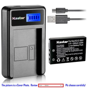 Kastar Battery LCD Charger for Kodak KLIC-5001 & Kodak EasyShare P850 Camera - Picture 1 of 11
