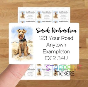 Personalisierte Etiketten für Rücksendeadresse Welsh Terrier, Hundeaufkleber Geschenkanhänger - Bild 1 von 2