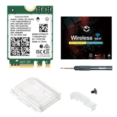 M.2 Tri-Band Intel WiFi 6E AX210NGW 5374Mbps 802.11ax/ac Wireless Bluetooth Card - Image 1 of 4