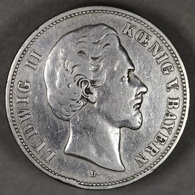 5 marcos de plata Baviera Alemania 1876 D Foto 1 de 2