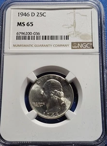 A 1946 D Washington Quarter NGC MS65!!! - Picture 1 of 2