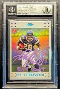 ADRIAN PETERSON Rookie Auto 2007 Topps Chrome White Refractor Inscribe SP RC - Bild 1 von 7