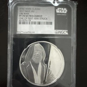 Ngc Silver Star Wars Obi Wan Pf70 UC 1 Of 1st 1000 Struck 2017 Niue S$2 Ngc - Picture 1 of 12