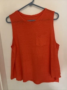 Women’s A New Day Size 2XL 100% Linen Orange Tank Top Chest Pocket - Picture 1 of 3
