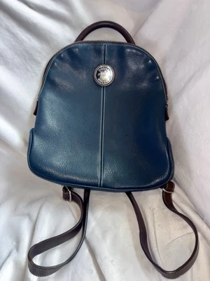 Dooney & Bourke Dark Blue Backpack With Brown Leather Trim - Image 1 of 4