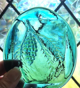 Vintage Blenko Sonnenfänger blau Glas Tannenzapfen - Bild 1 von 3