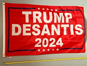 Donald Trump BANDIERA SPEDIZIONE GRATUITA VENDITORE USA! Insegna Ron Desantis Rossa 2024 USA 3x5' - Foto 1 di 1