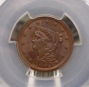 1853 Braided Hair Half Cent Penny 1c PCGS MS63 BN #596 BU Uncirculated ECC&C Inc
