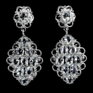 925 Pendientes de Plata de Ley Ovalado Aguamarina Gema Natural Joyería - Imagen 1 de 14