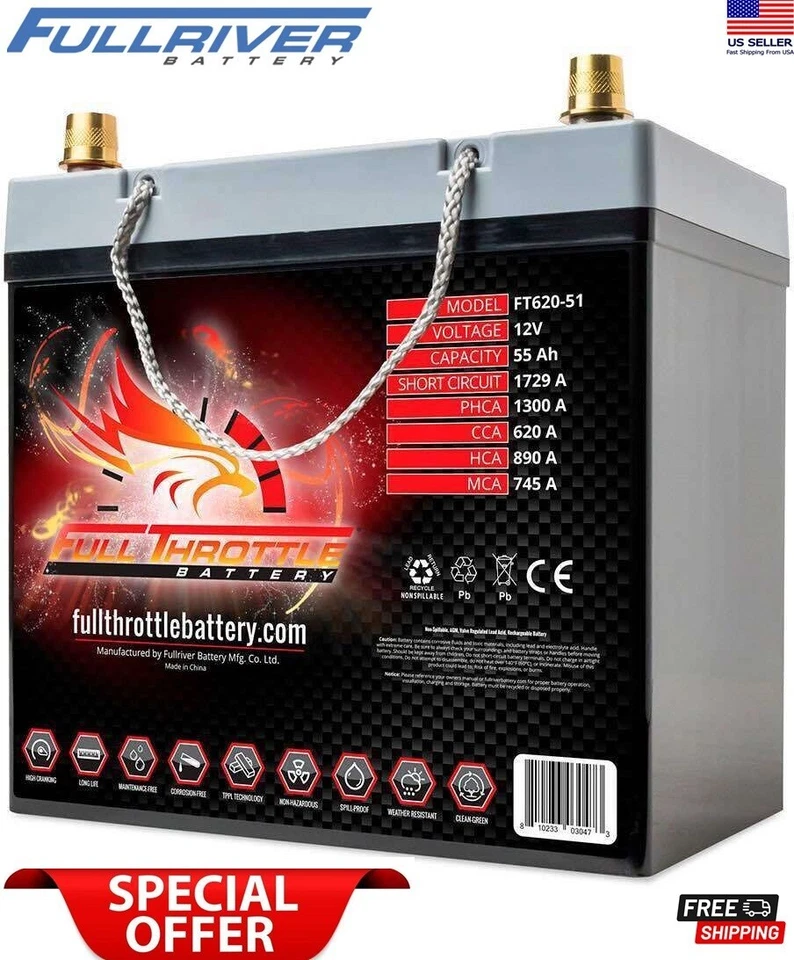 Batería Nueva FULLRIVER AGM BCI Group 51 CCA 620 100 Capacidad Reserva 55 AMP Foto 1 de 4