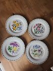 Retired Thompson Pottery Floral Garden 10 1/2 Inch Dinner Plates, 4 Piece Set.