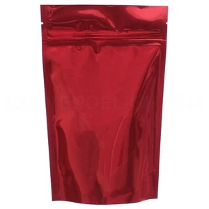 Glossy Red Stand Up Pouches - 4oz - 5" x 8" x 2.5" - Resealable Zip Pouch Bags - Picture 1 of 4