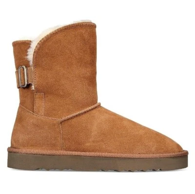 Style & Co. 女式 9 M 栗色棕色人造毛皮衬里中筒靴 全新带盒 HG7 — 第 1/4 张图片