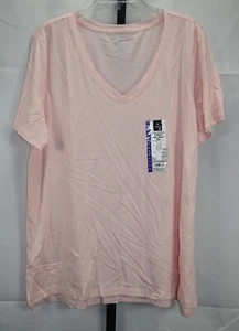 Member's Mark Ladies Essential V-Neck Short Sleeve Tee Light Pink Size XXL NWT - Picture 1 of 3