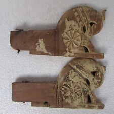 Vintage Wooden Hand Carved A Pair Horse Figure Window Door Panel Collectible 
