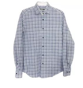 Pal Zileri Herren Größe 16/41 blauer Druck Langarmshirt Preppy Karriere Stadt - Bild 1 von 6