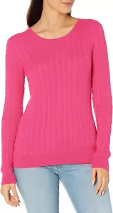 Women'S Lightweight Long-Sleeve Cable Crewneck Sweater (Available in plus Size) - Picture 1 of 12