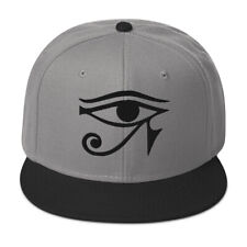 Black Eye of Ra Egyptian Goddess Embroidered Flat Bill Cap Snapback Hat
