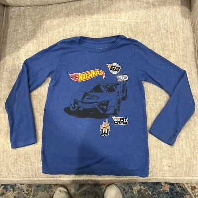 Camiseta Jumping Beans Hot Wheels Niños Talla 8 Gráfico Manga Larga Azul 68 Race Team Foto 1 de 4
